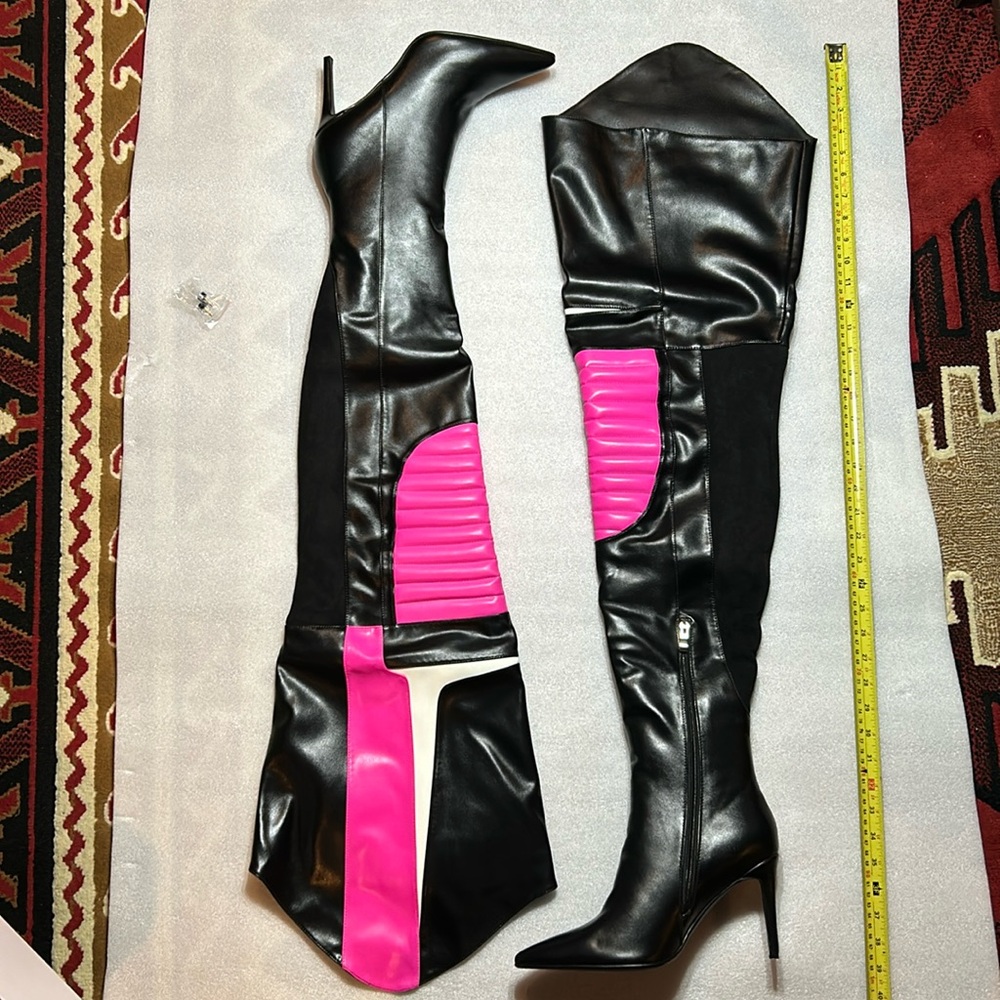 Thigh/crotch high moto biker boots Size 11.
